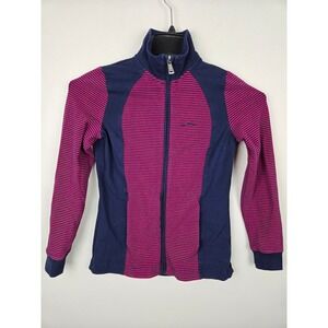 L RL Lauren Active Petite Zip Up Jacket Navy Pink Stripe Athletic Women's PXS‎